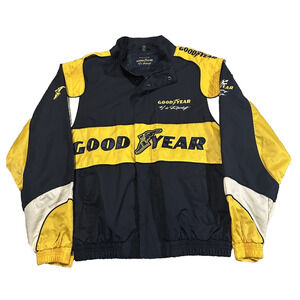 Vintage Goodyear Racing NASCAR Jacket Men’s Medium Yellow Blue #1 Racing Korea